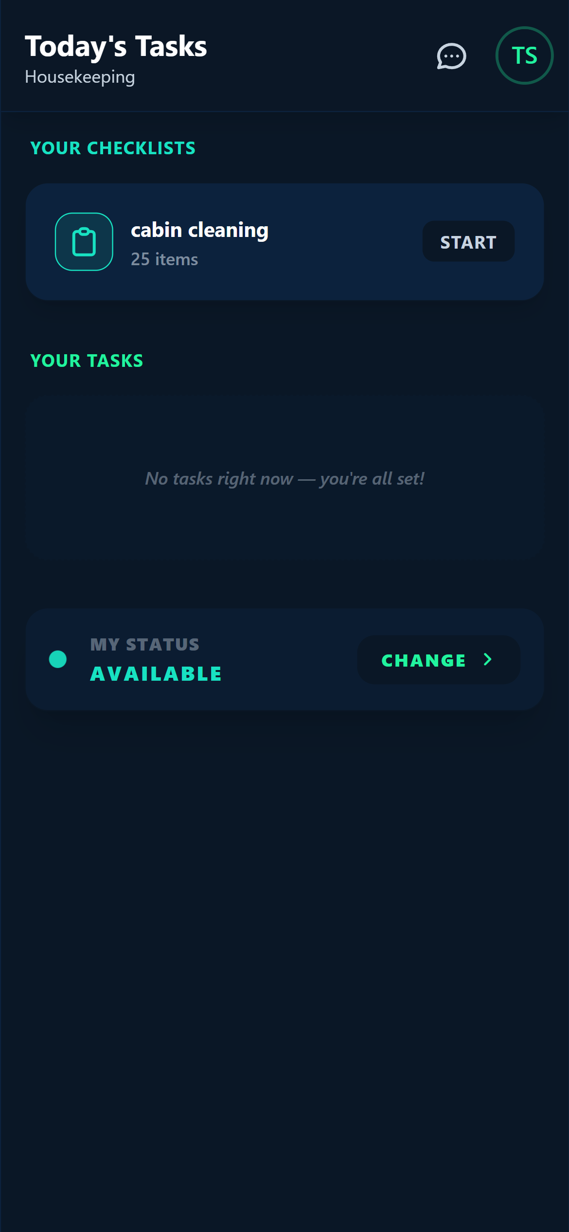 Staff app on mobile